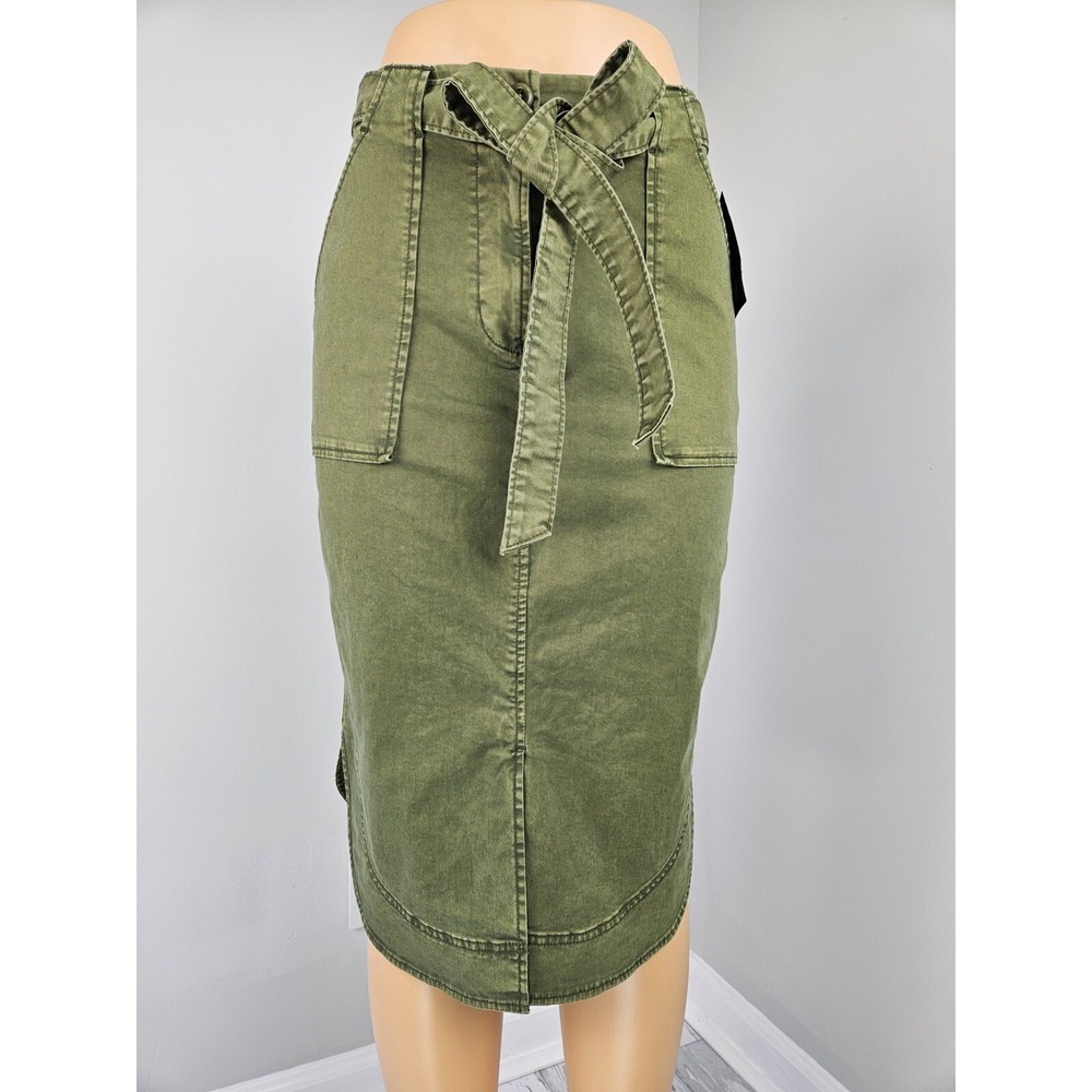 Gap Utility Midi Skirt Olive Green Tie Waist Cargo Pockets 0 Petite NWT